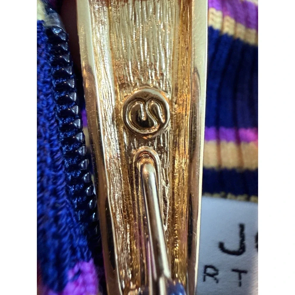 St John Sport‎ Marie Gray Knit Zip Jacket Blue Stripe Trim Size L USA